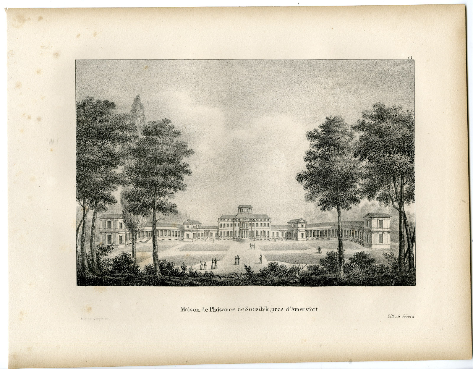 , Antique Print-PALACE SOESTDIJK-AMERSFOORT-BAARN-Cloet-1825, Pictura Antique Prints