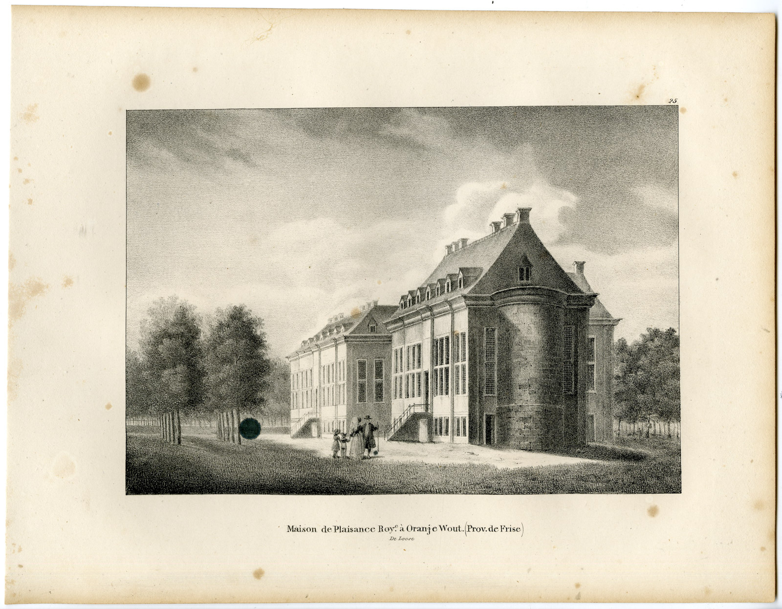 , Antique Print-ORANJEWOUD PALACE-FRIESLAND-KING OF ORANGE-Cloet-1825, Pictura Antique Prints