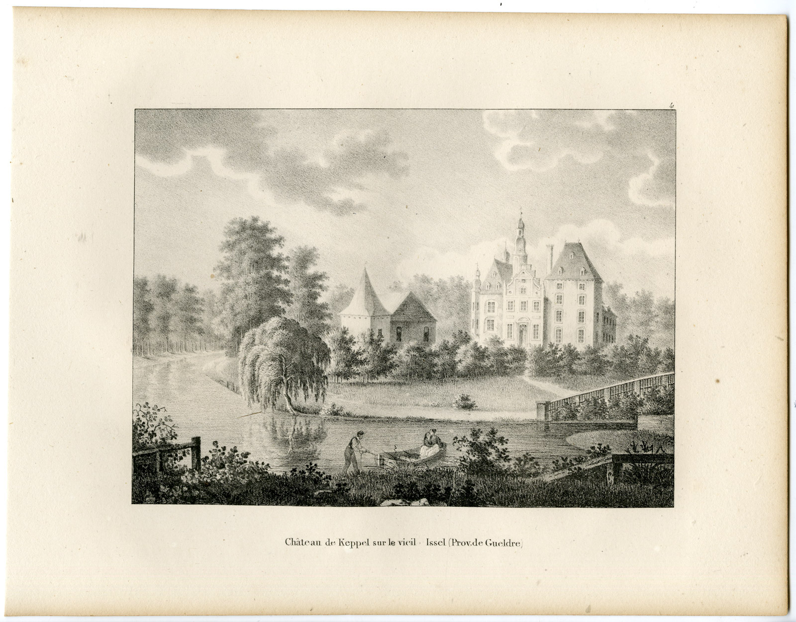 , Antique Print-KEPPEL CASTLE-GELDERLAND-BRONCKHORST-Cloet-1825, Pictura Antique Prints