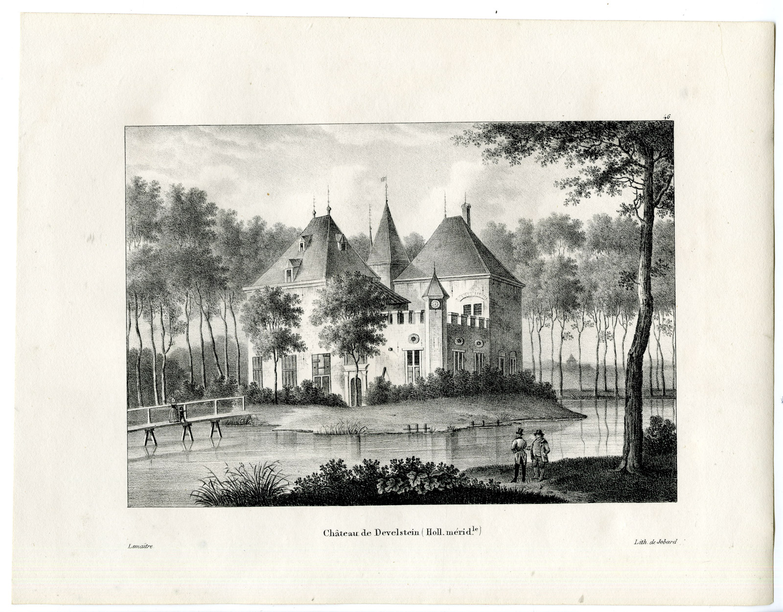 , Antique Print-CASTLE OF DEVELSTEIN-ZWIJNDRECHT-Cloet-1825, Pictura Antique Prints