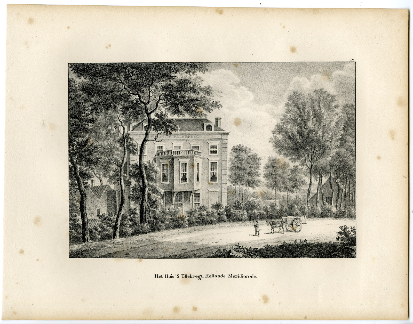 , Antique Print-ELLEBREGT-ELLEBRECHT-KRALINGEN-BUITENPLAATS-Cloet-1825, Pictura Antique Prints