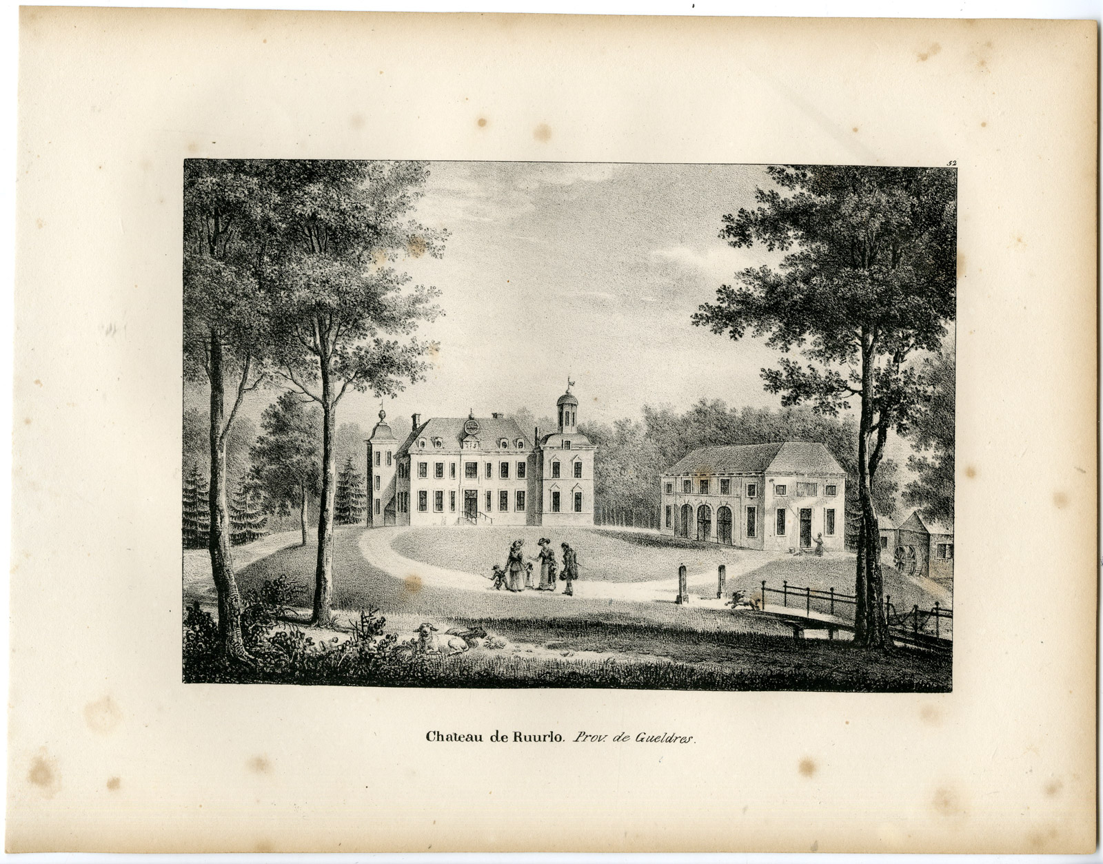, Antique Print-CASTLE-RUURLO-GELDERLAND-KASTEEL-Cloet-1825, Pictura Antique Prints