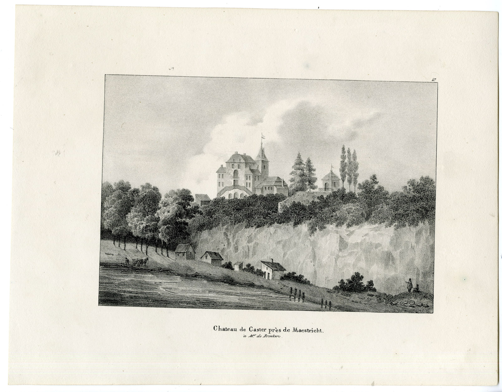 , Antique Print-CAESTERT CASTLE-CASTER-MAASTRICHT-LUIK-Cloet-1825, Pictura Antique Prints