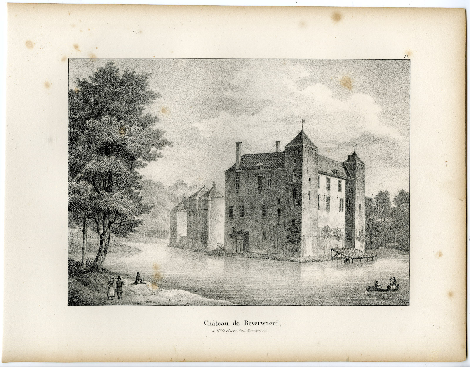 , Antique Print-CASTLE-BEVERWEERD.WERKHOVEN-UTRECHT-Cloet-1825, Pictura Antique Prints