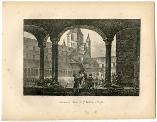 Antique Print-NIVELLES-MONASTERY-CHURCH-ST GERTRUDE-Cloet-1825