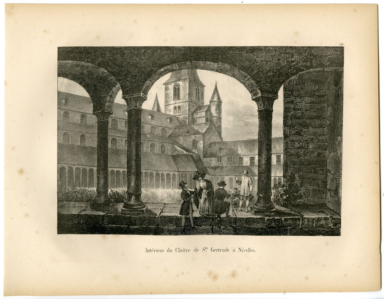 , Antique Print-NIVELLES-MONASTERY-CHURCH-ST GERTRUDE-Cloet-1825, Pictura Antique Prints