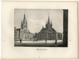 Antique Print-COURTRAI-KORTRIJK-MARKET SQUARE-Cloet-1825