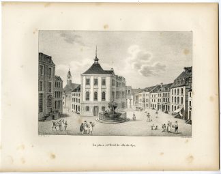 Antique Print-SQUARE-CITY HALL-SPA-BELGIUM-Cloet-1825