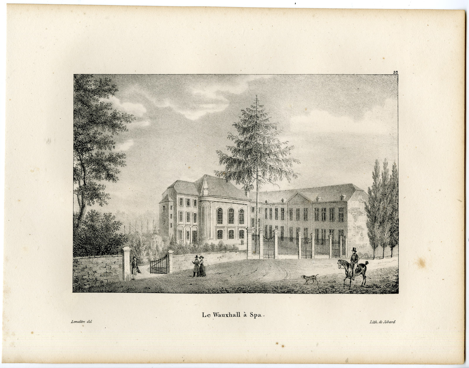 , Antique Print-WAUX HALL-SPA-BELGIUM-Cloet-1825, Pictura Antique Prints
