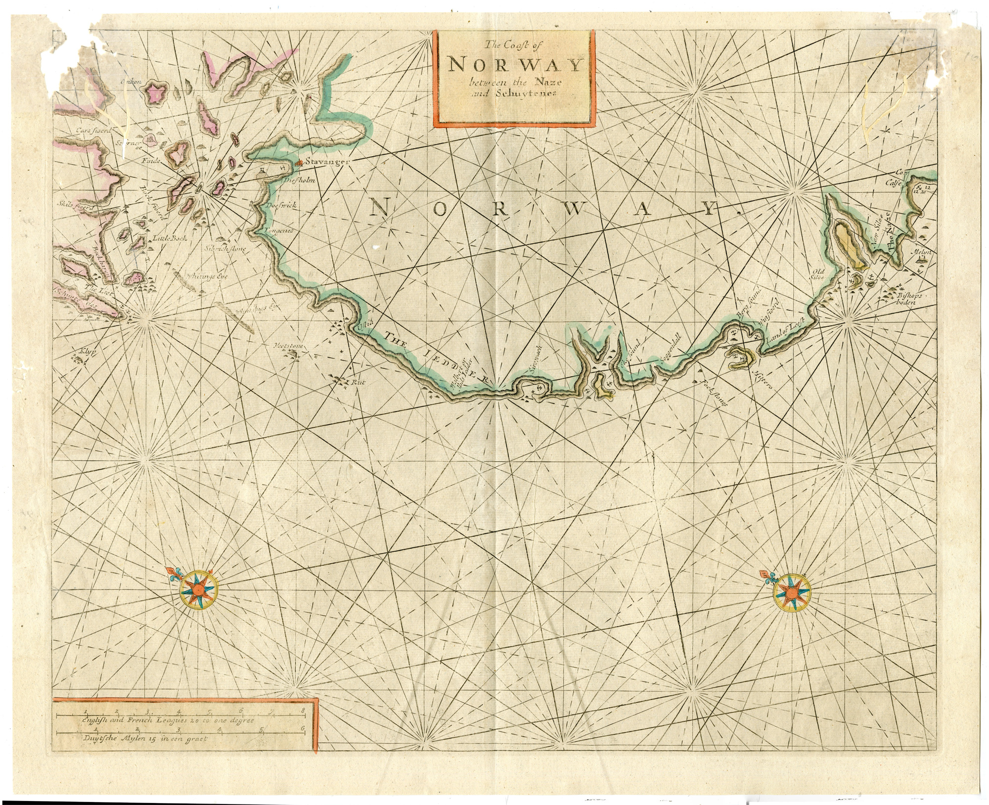 RB 1733 1 416x339 Rare-Antique Map-NORWAY-NAZE-SCHUYTENES-COASTAL MAP-Thornton-1702