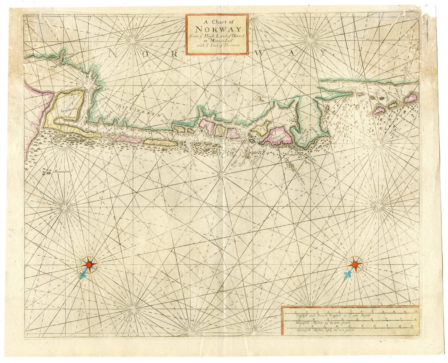 Horrel Rare-Antique Map-NORWAY-HORREL-MMOENDAEL-DRONTEN-COASTAL MAP-Thornton ...