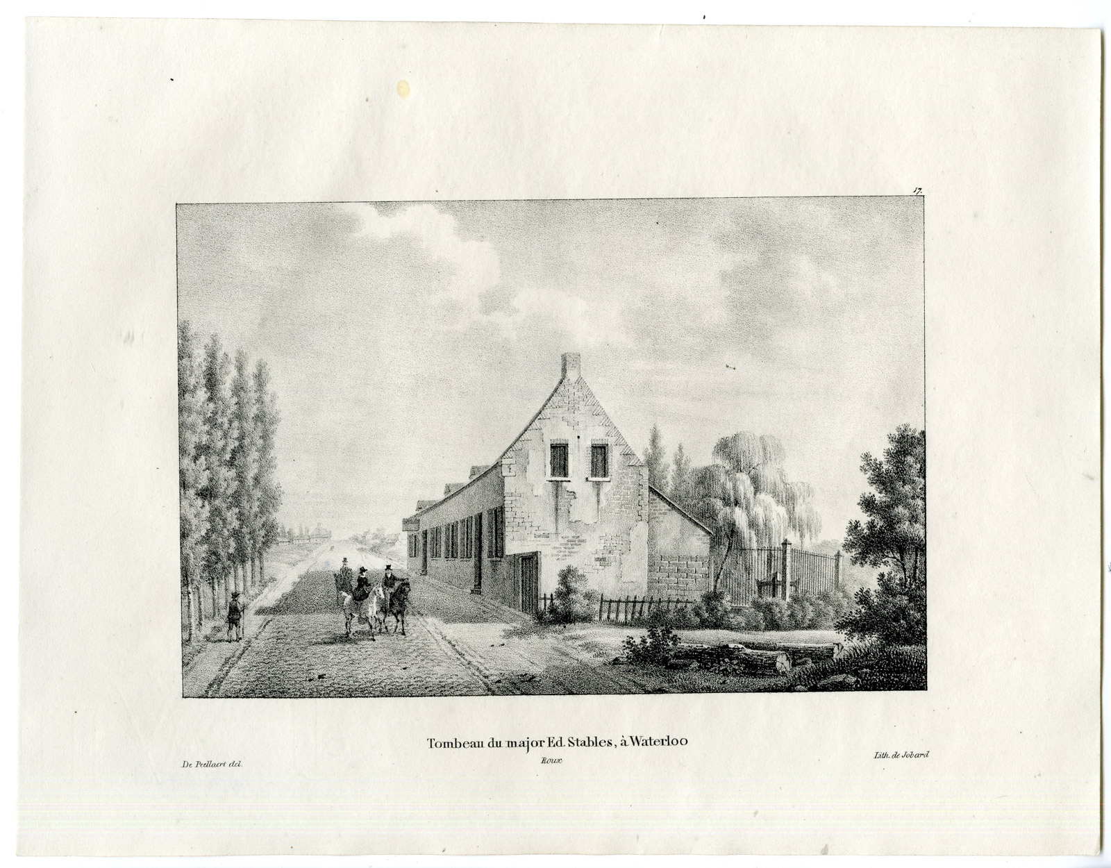 , Antique Print-TOMB-MAJOR EDWARD STABLES-WATERLOO-Cloet-1825, Pictura Antique Prints