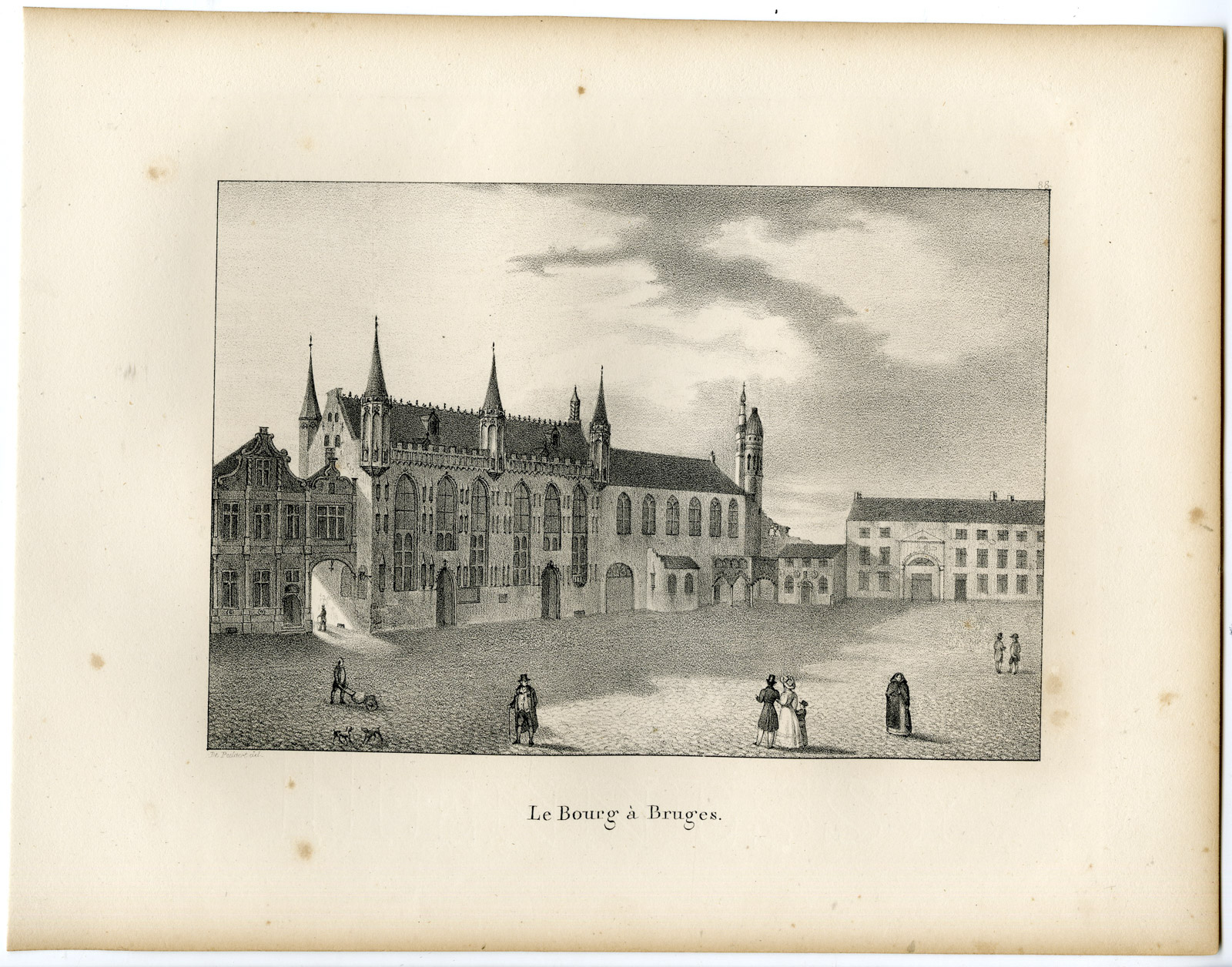 , Antique Print-BRUGGE-BRUGES-BURG-FORTRESS-Cloet-1825, Pictura Antique Prints