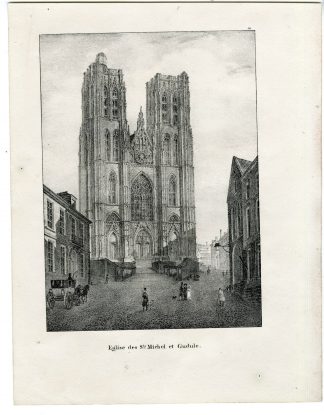Antique Print-CATHEDRAL OF ST. MICHAEL AND GUDULA-BRUSSELS-Cloet-1825