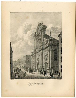 Antique Print-TEMPLE OF THE AUGUSTINIANS-BRUSSELS-Cloet-1825