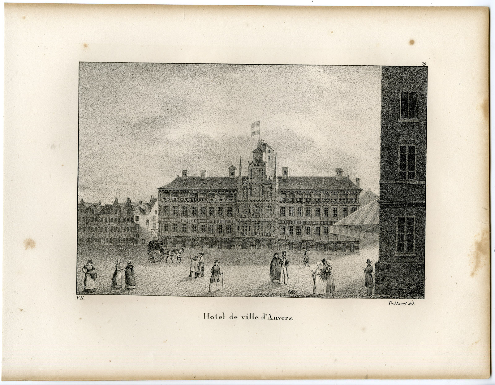 Pco 24733 416x323 Antique Print-CITY HALL-ANVERS-ANTWERP-Cloet-1825