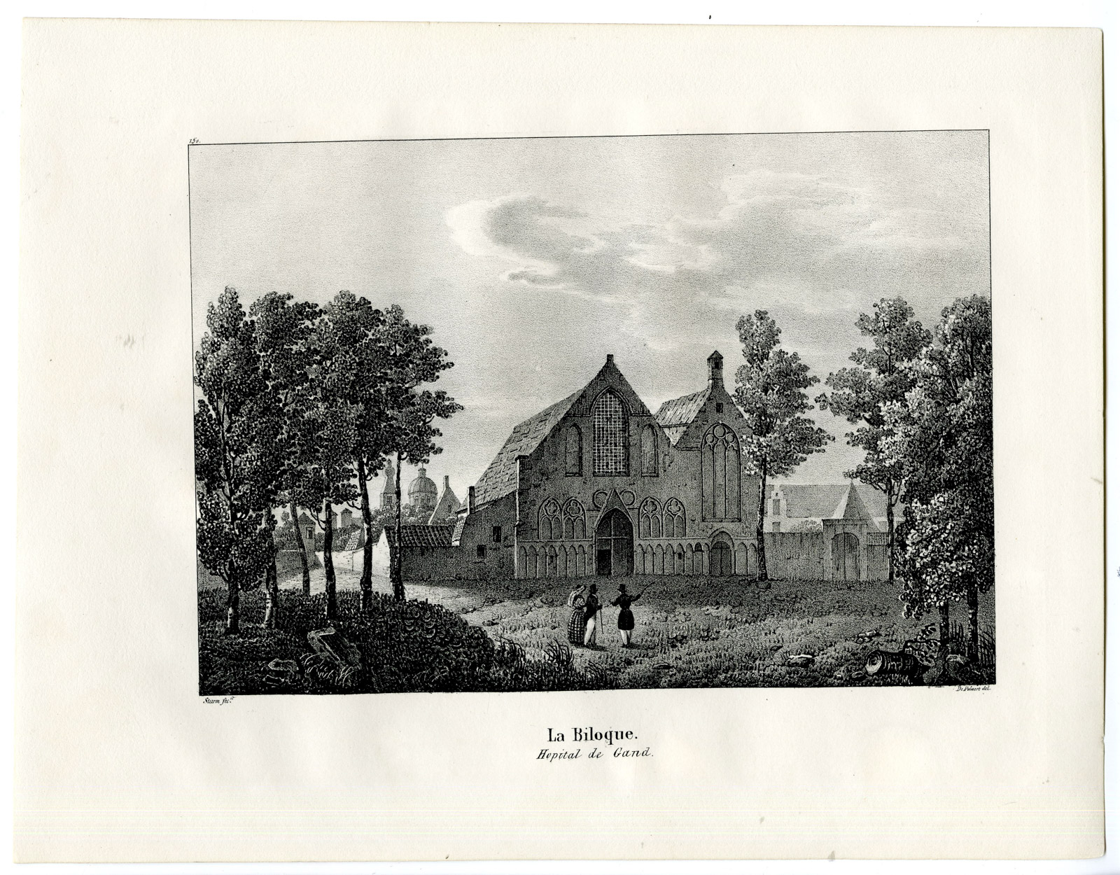 , Antique Print-LA BILOQUE-HOSPITAL-GAND-GHENT-Cloet-1825, Pictura Antique Prints