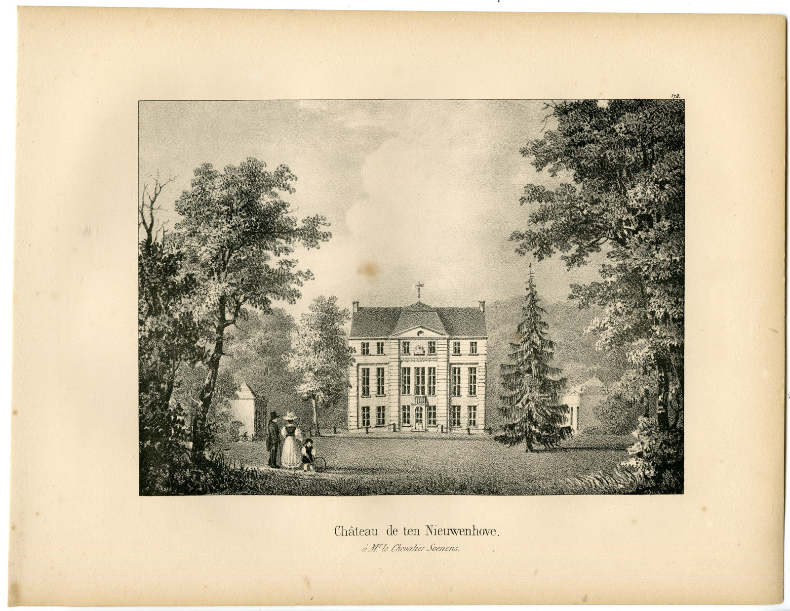 , Antique Print-CASTLE-NIEUWENHOVEN-SOENENS-SINT TRUIDEN-Cloet-1825, Pictura Antique Prints