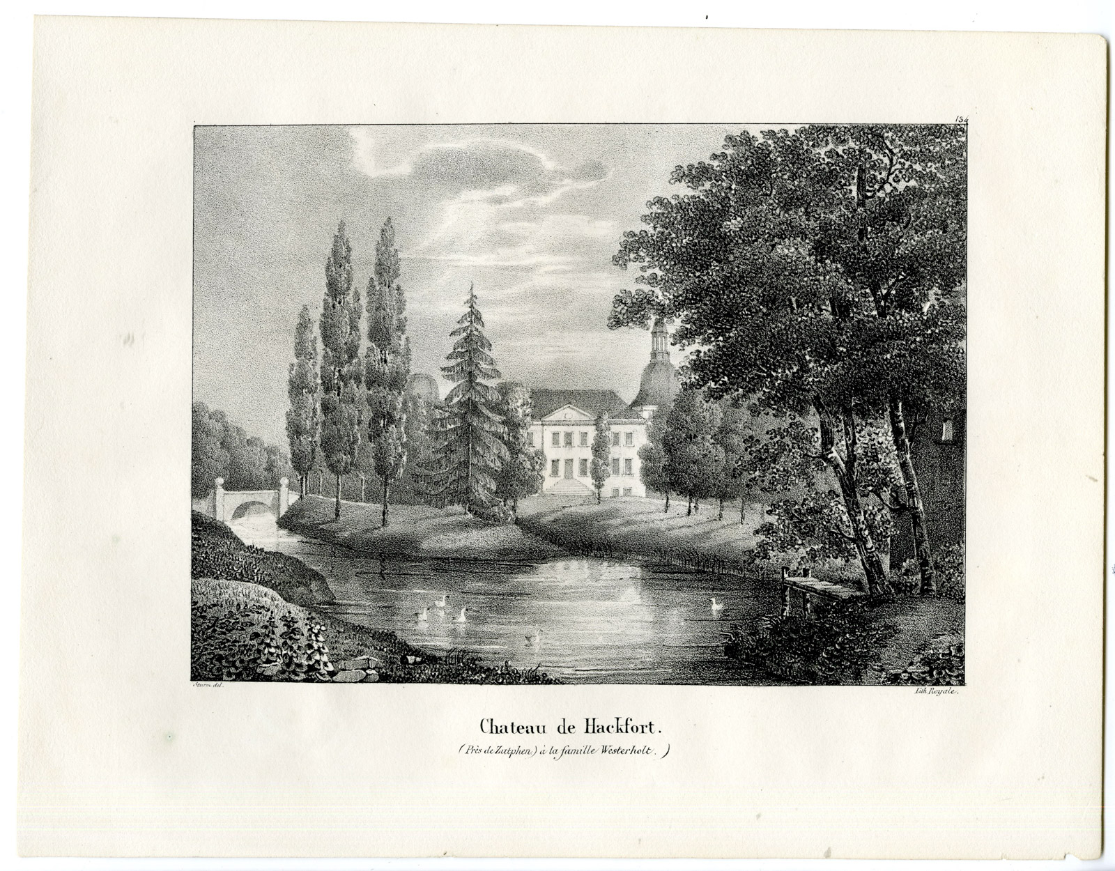 , Antique Print-KASTEEL HACKFORT-VORDEN-CASTLE-WESTERHOLT-Cloet-1825, Pictura Antique Prints
