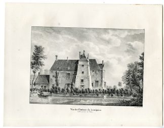 Antique Print-CHATEAU-LOUVIGNIES-CASTLE-SOIGNIES-Cloet-1825