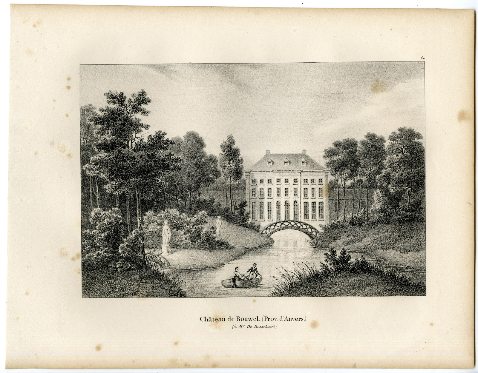 , Antique Print-CHATEAU-BOUWEL-ANTWERP-CASTLE-Cloet-1825, Pictura Antique Prints