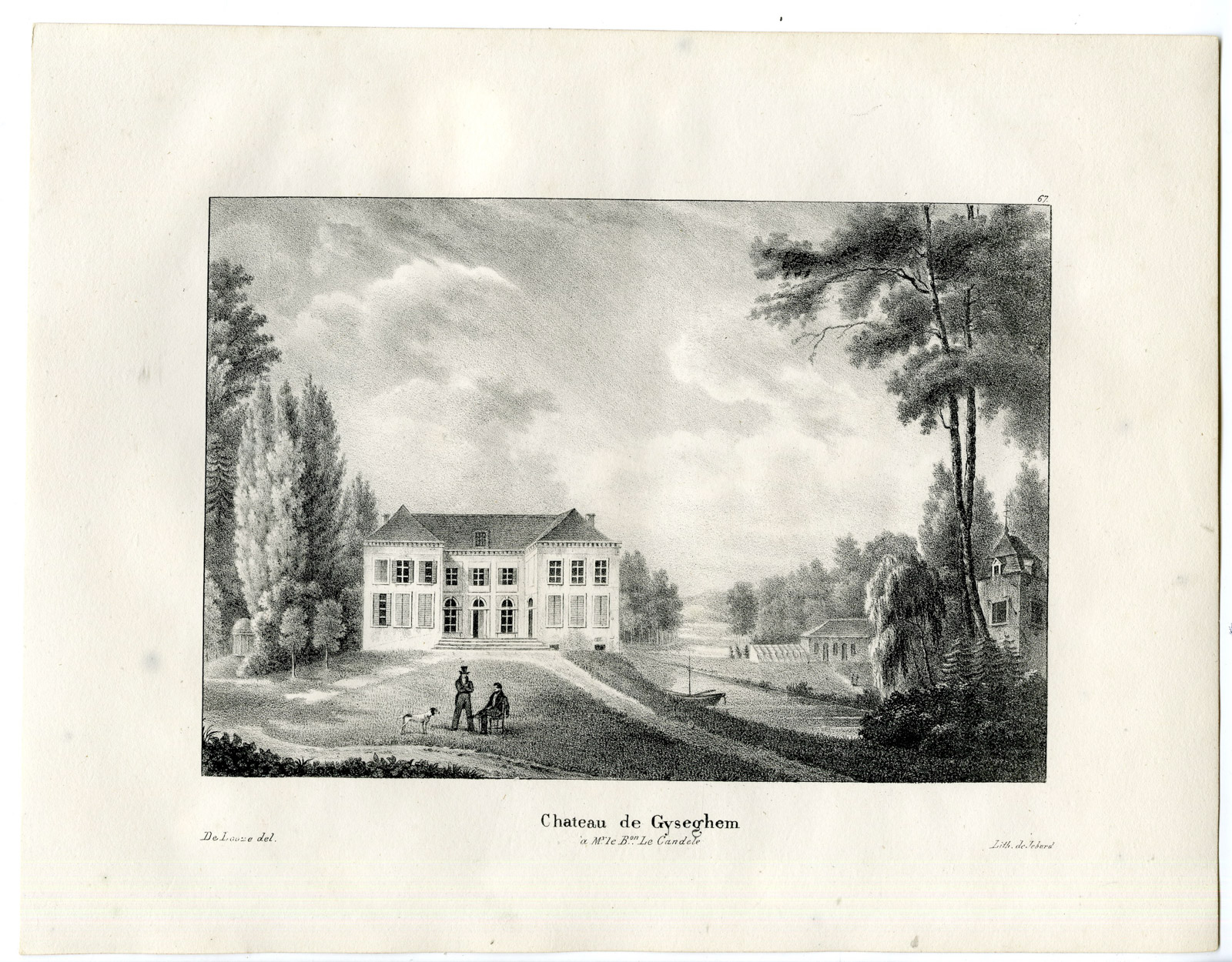 , Antique Print-CHATEAU-GYSEGHEM-GIJZEGEM-CASTLE-Cloet-1825, Pictura Antique Prints