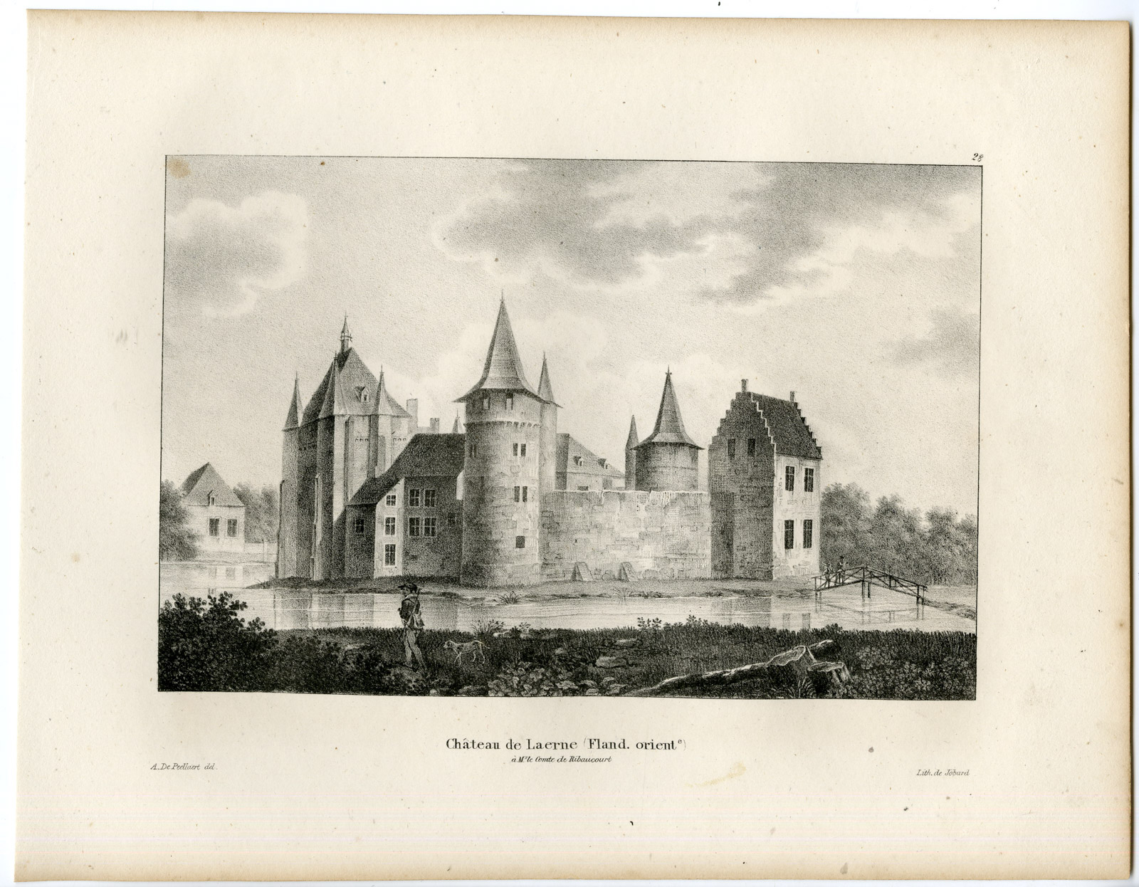 , Antique Print-CHATEAU-LAARNE-GHENT-GAND-CASTLE-Cloet-1825, Pictura Antique Prints