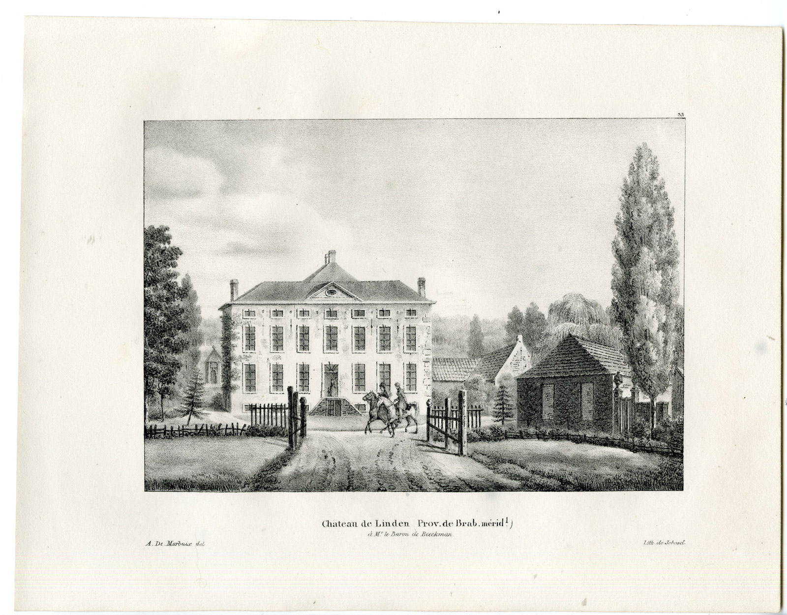 , Antique Print-CHATEAU-LINDEN-BRABANT-CASTLE-Cloet-1825, Pictura Antique Prints