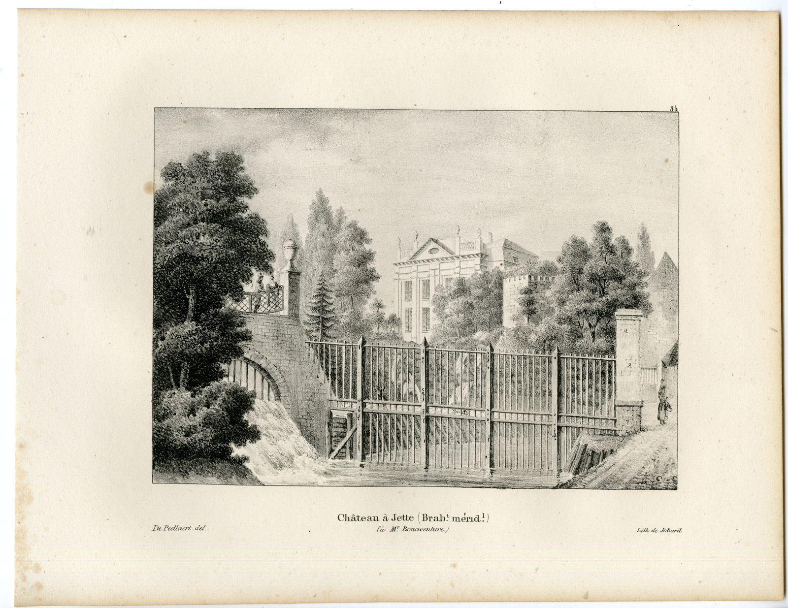 , Antique Print-CHATEAU-JETTE-CASTLE-BONAVENTURE-Cloet-1825, Pictura Antique Prints