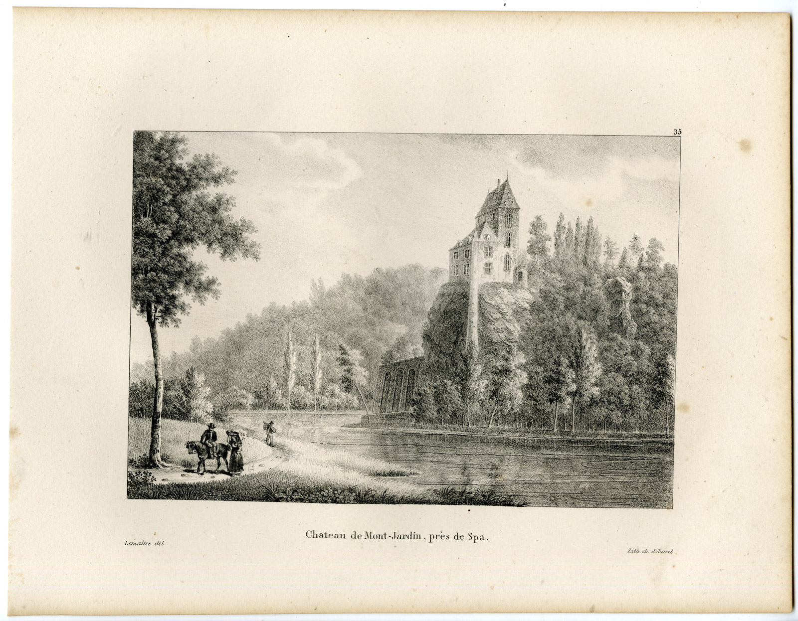 , Antique Print-CHATEAU-MONTJARDIN CASTLE-SPA-Cloet-1825, Pictura Antique Prints