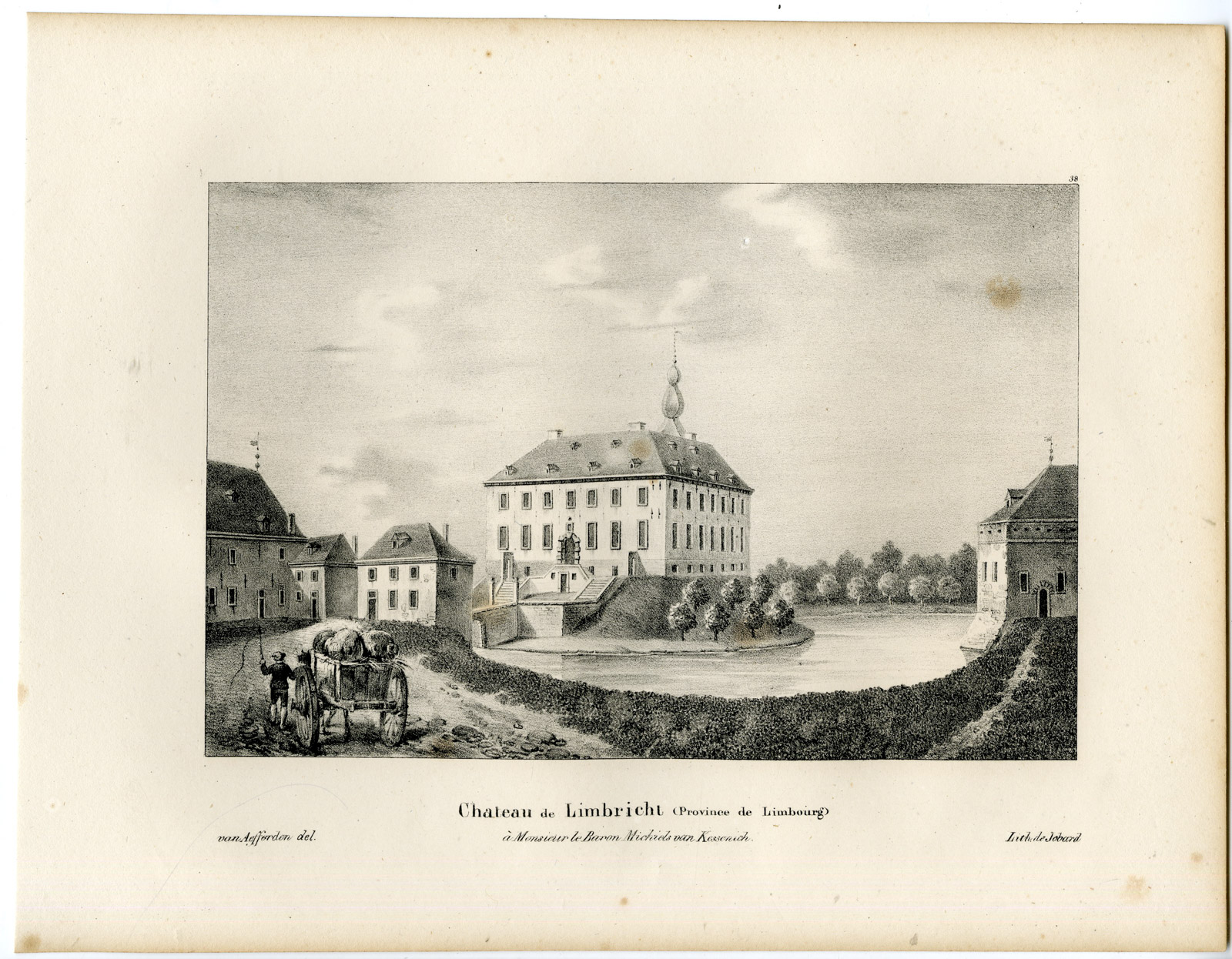 , Antique Print-CASTLE-LIMBRICHT-LIMBURG-SITTARD GELEEN-Cloet-1825, Pictura Antique Prints