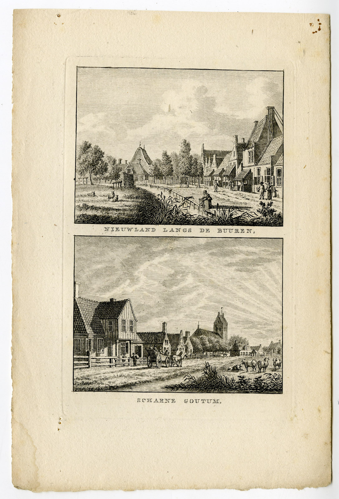 , Antique Print-NIEUWLAND-SCHARNEGOUTUM-FRIESLAND-Bendorp-Bulthuis-1792, Pictura Antique Prints