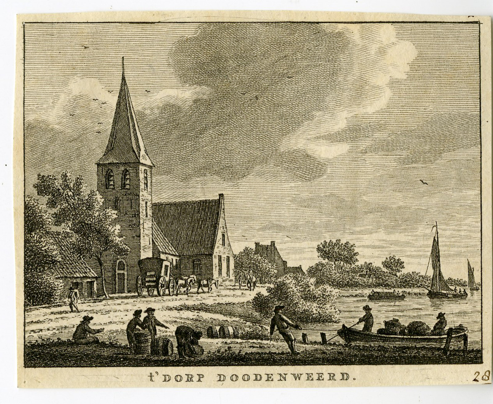 , Antique Print-DODEWAARD-GELDERLAND-VIEW-Bendorp-Bulthuis-1792, Pictura Antique Prints