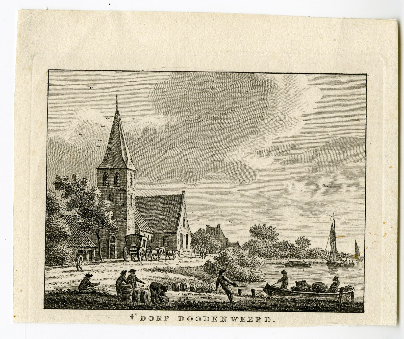 , Antique Print-DODEWAARD-GELDERLAND-VIEW-Bendorp-Bulthuis-1792, Pictura Antique Prints