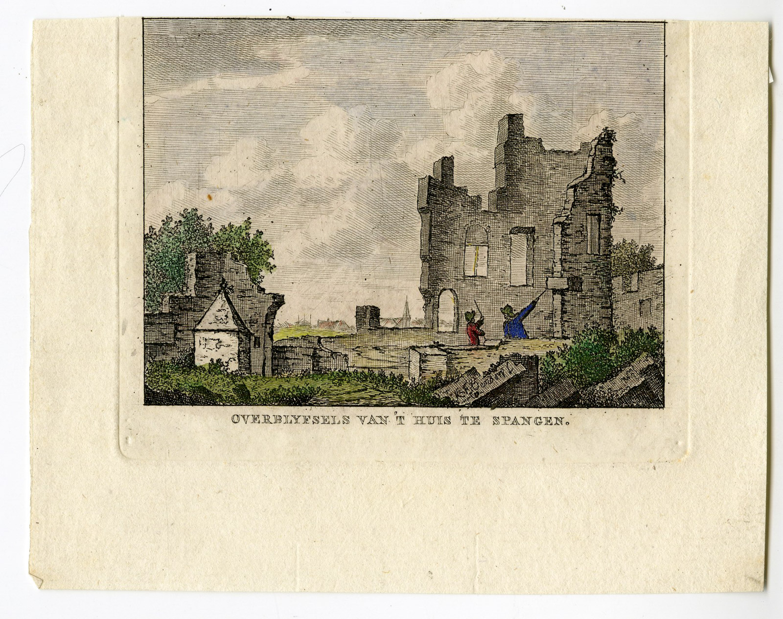 , Antique Print-SPANGEN CASTLE-TER NESSE-RUINS-Bendorp-Bulthuis-1792, Pictura Antique Prints