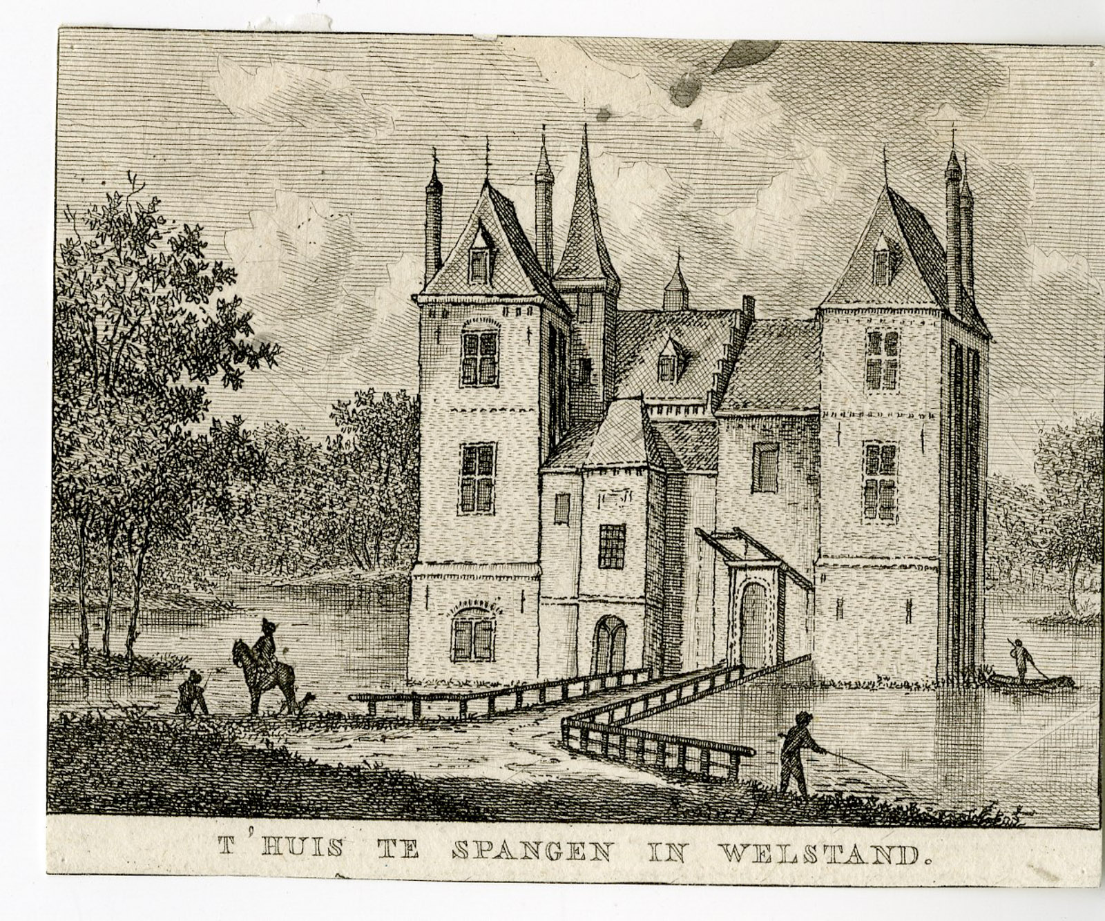 , Antique Print-SPANGEN CASTLE-TER NESSE-ZUID HOLLAND-Bendorp-Bulthuis-1792, Pictura Antique Prints
