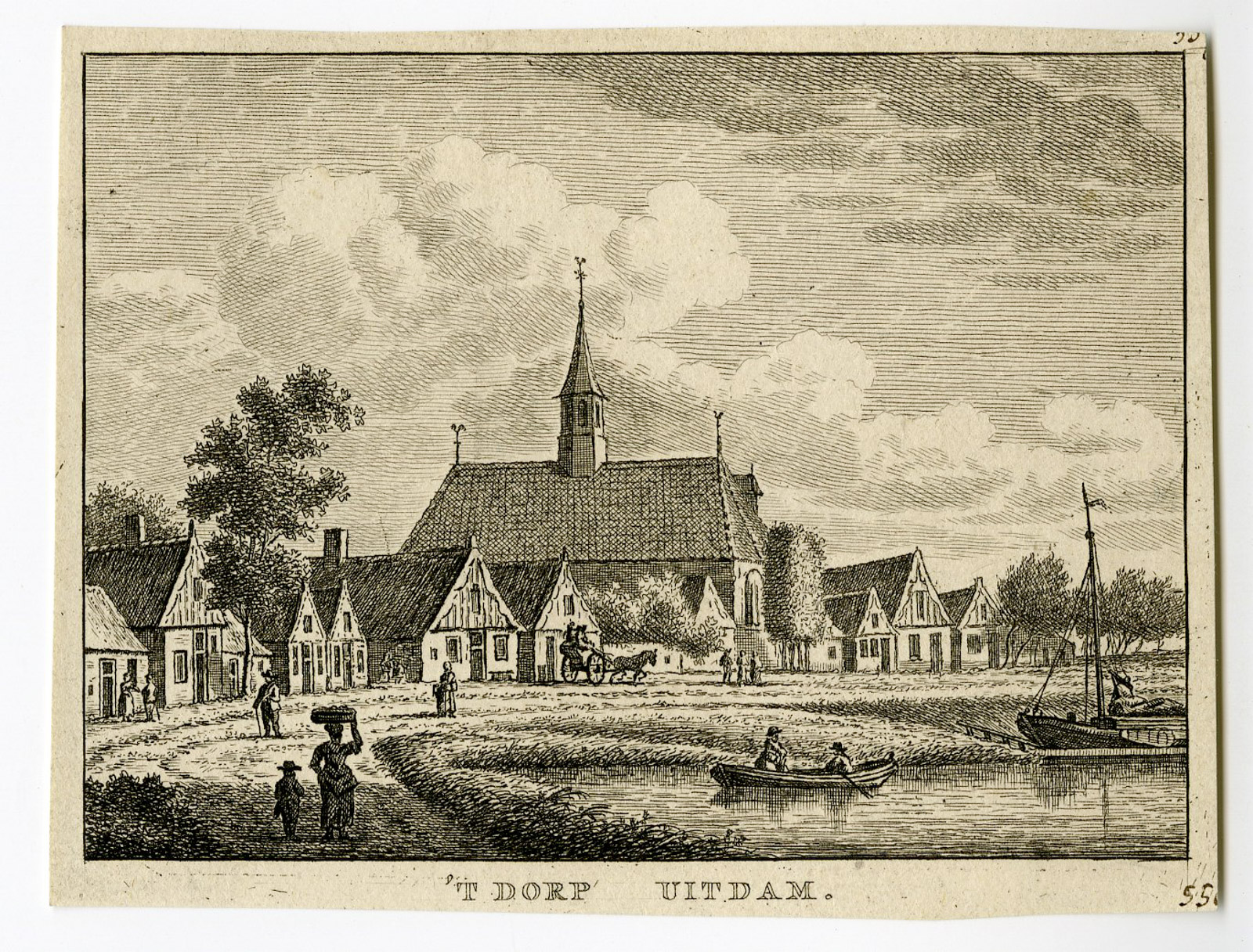, Antique Print-UITDAM-NOORD HOLLAND-VIEW-Bendorp-Bulthuis-1792, Pictura Antique Prints