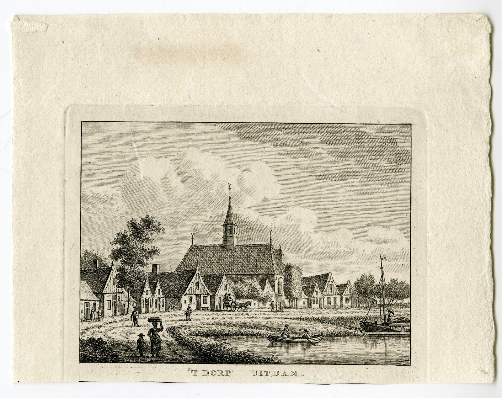 , Antique Print-UITDAM-NOORD HOLLAND-VIEW-Bendorp-Bulthuis-1792, Pictura Antique Prints