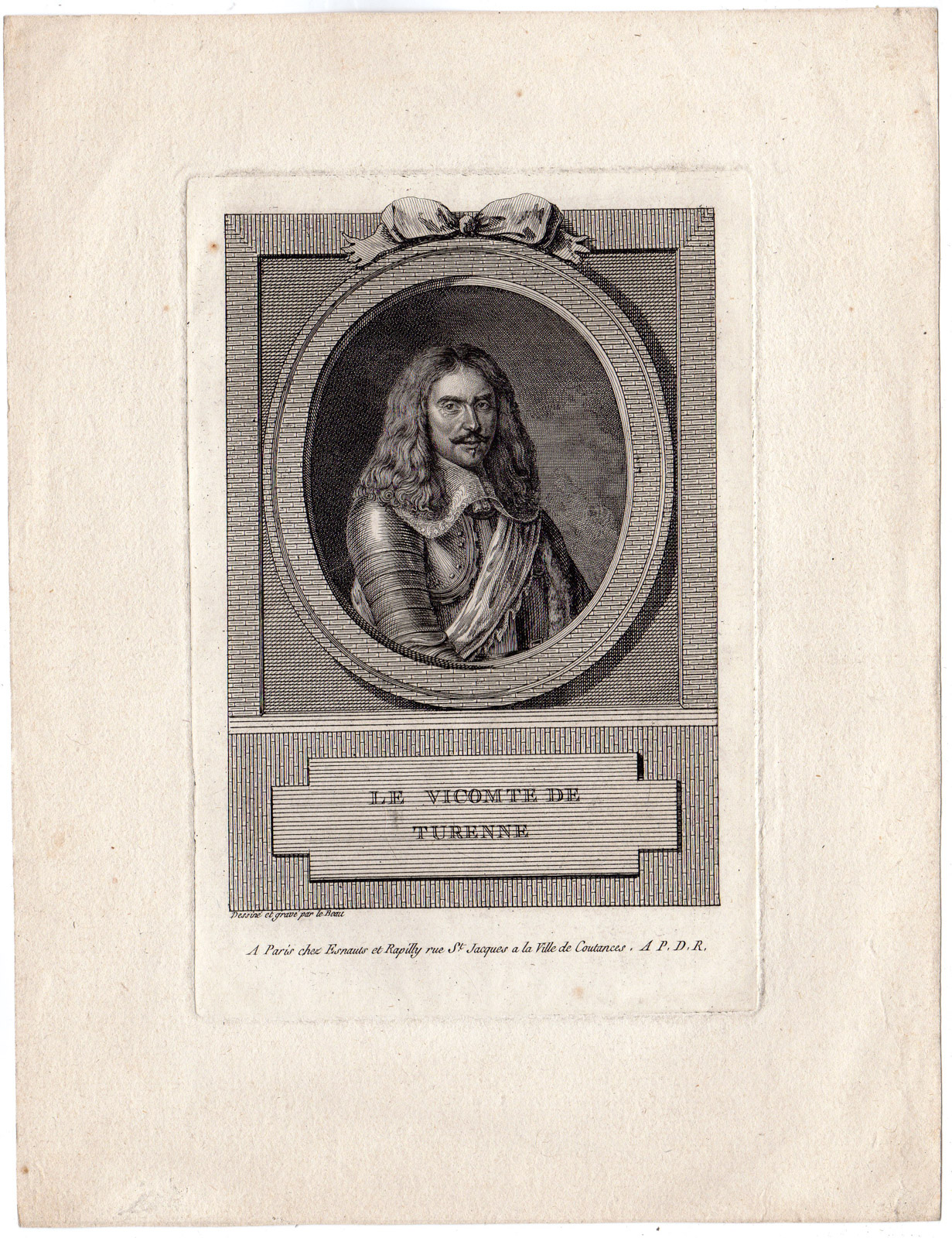 , Antique Print-HENRI DE LA TOUR D’AUVERGNE-PORTRAIT-le Beau-Nanteuil-ca. 1750, Pictura Antique Prints
