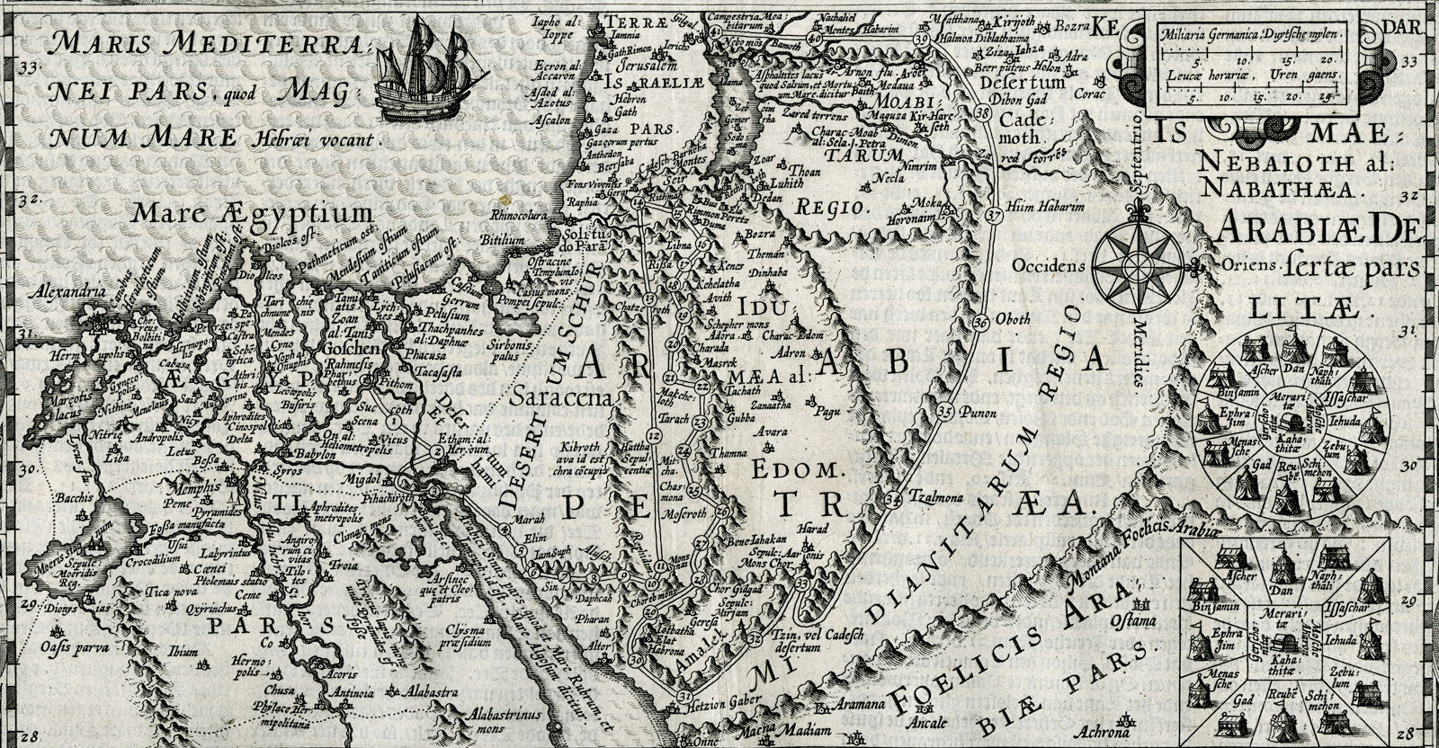 RB 1861 416x216 Antique Map-MAP-PROMISED LAND-ISRAEL-EGYPT-BIBLICAL VIGNETTES-Deutecum-Plancius -c,1604 - Image 2
