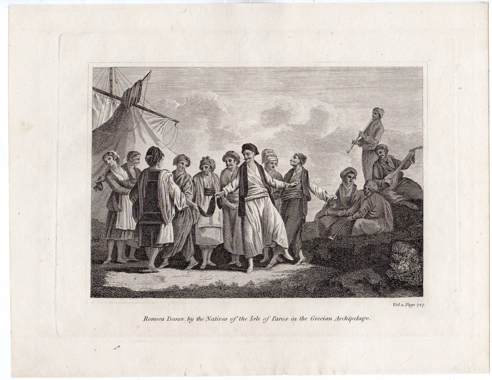 , Antique Print-ROMECA DANCE-GREECE-MUSIC-SMOKING PIPE-Anonymous-ca. 1810, Pictura Antique Prints