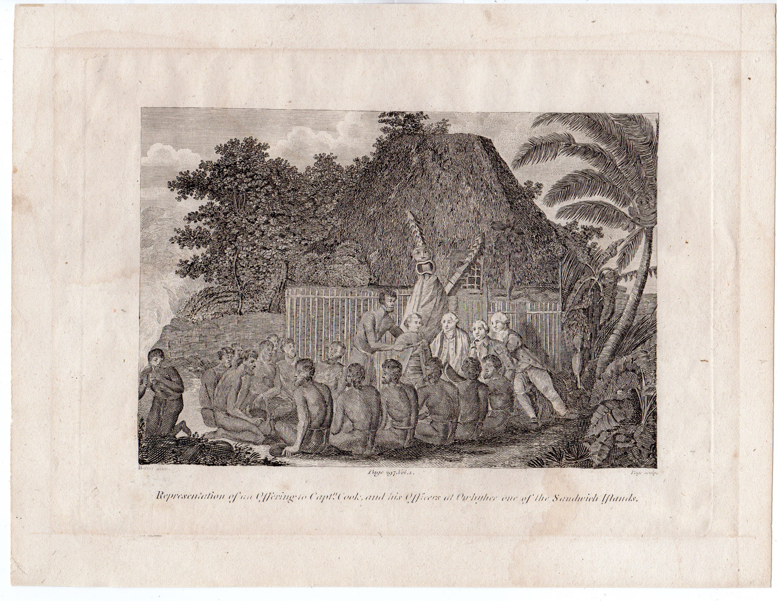 , Antique Print-SANDWICH ISLANDS-COOK-PRESENTS-LOCAL INHABITANTS-Page-ca. 1800, Pictura Antique Prints