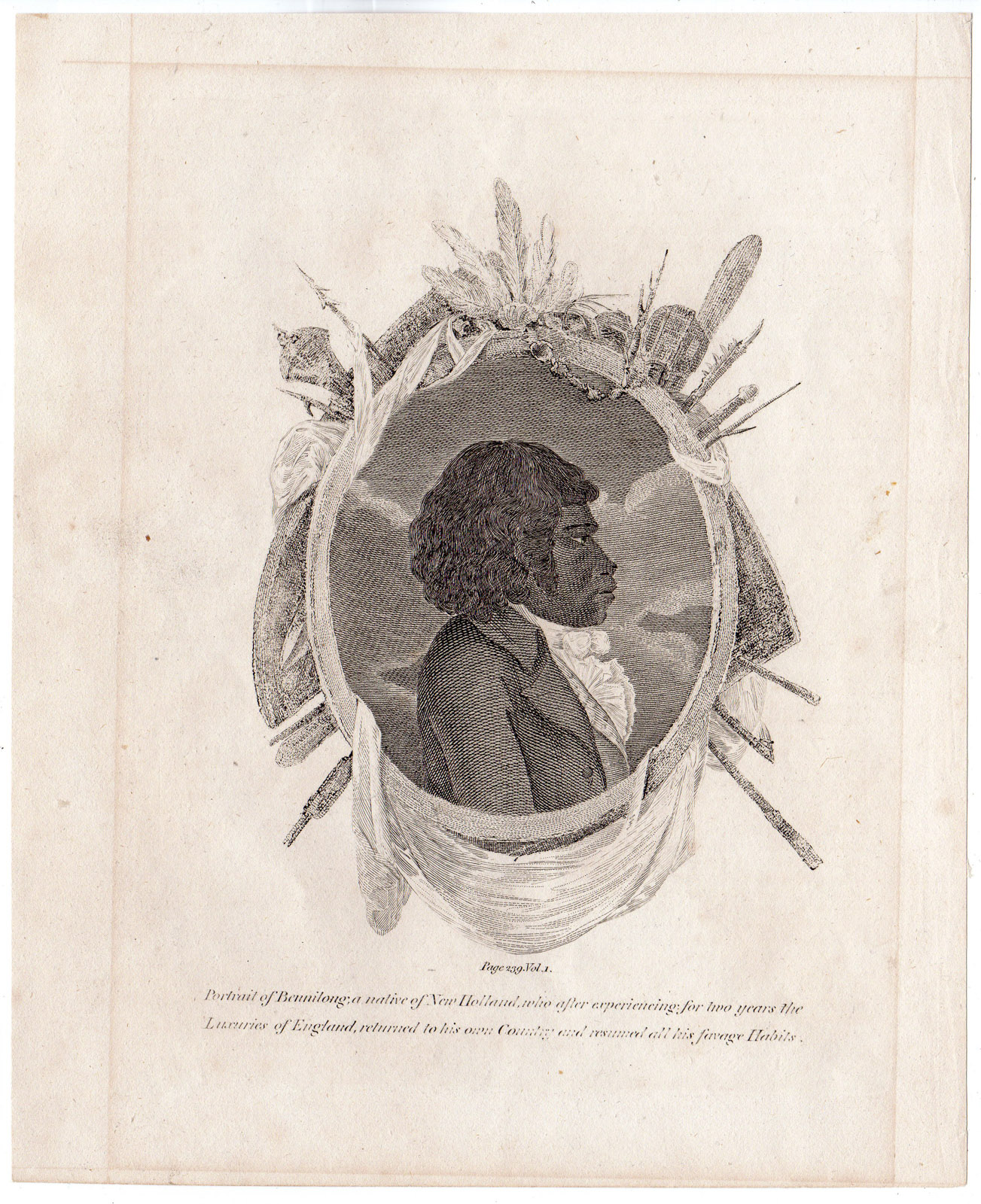 , Antique Print-AUSTRALIA-BENNELONG-NATIVE-NEW HOLLAND-ABORIGINAL-Anonymous-c.1800, Pictura Antique Prints
