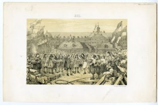 Antique Print-Tresling en Hof-1884