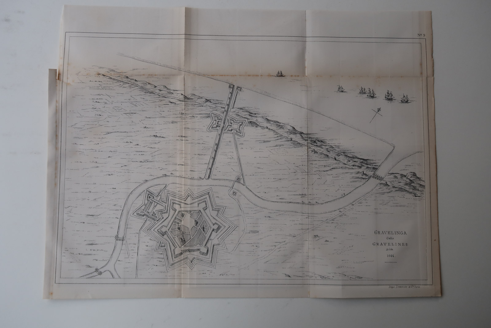 , Antique Map-PLAN-GRAVELINES-GREVELINGEN-Revue Maritime-1869, Pictura Antique Prints