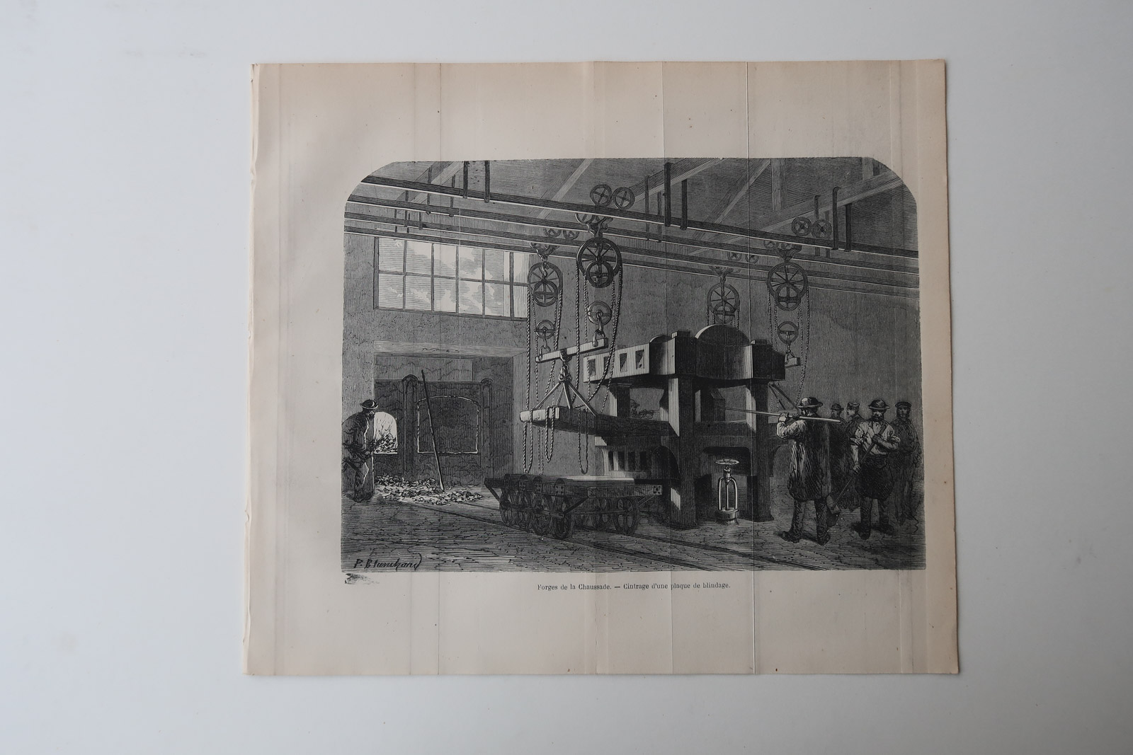 , 4-Antique Prints-IRONWORKS-FORGERY-LA CHAUSSADE-GUERIGNY-Revue Maritime-1869, Pictura Antique Prints