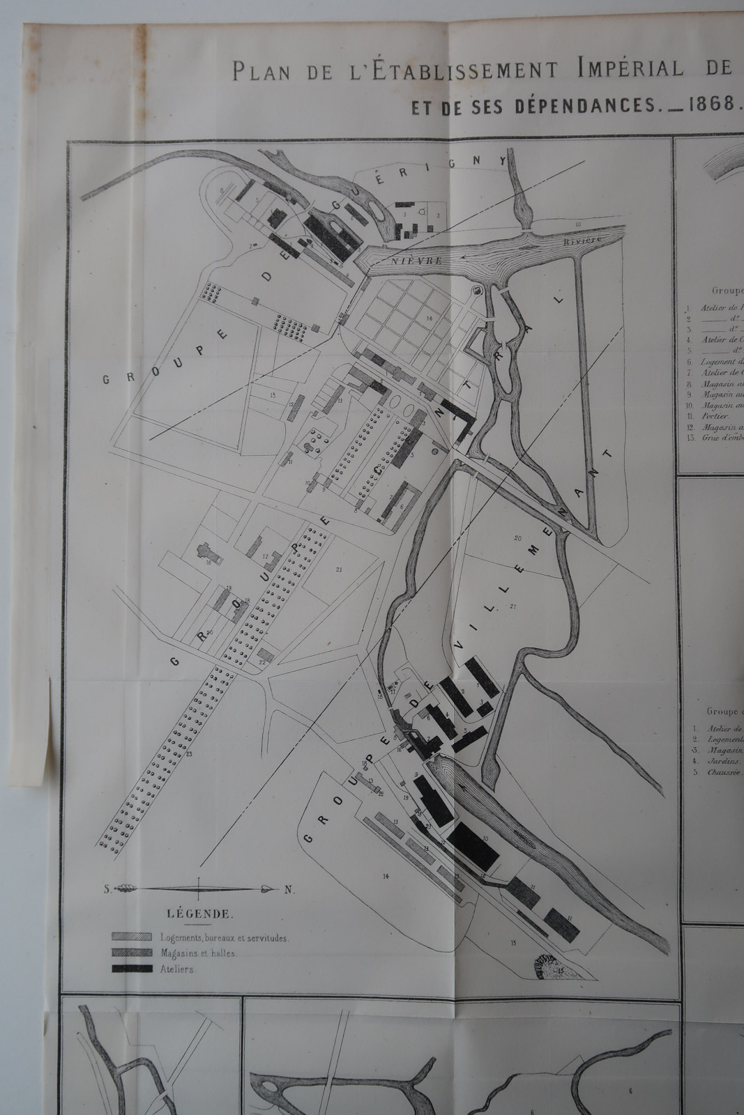 , Antique Map-GUERIGNY-FRANCE-FORGERY-IRONWORKS-NAVY-Revue Maritime-1869, Pictura Antique Prints