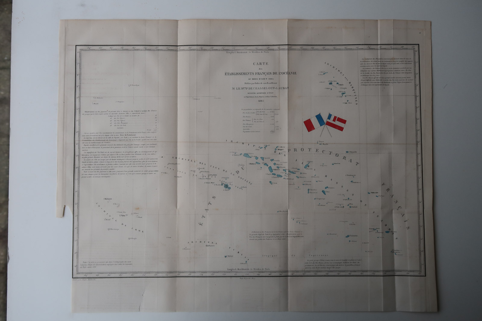 , Antique Map-FRENCH POLYNESIA-NAVY-OCEANIA-Revue Maritime-1869, Pictura Antique Prints