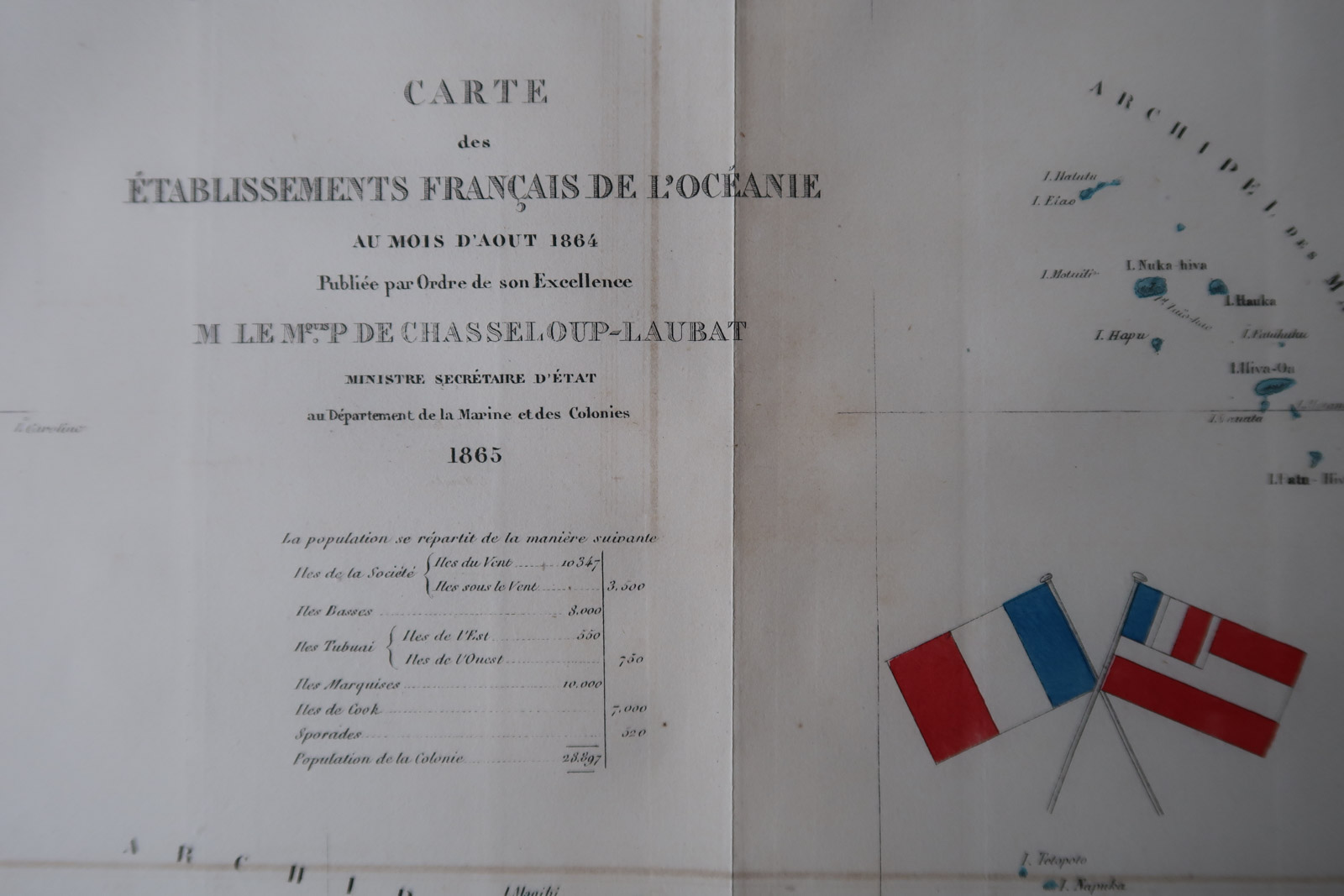 , Antique Map-FRENCH POLYNESIA-NAVY-OCEANIA-Revue Maritime-1869, Pictura Antique Prints