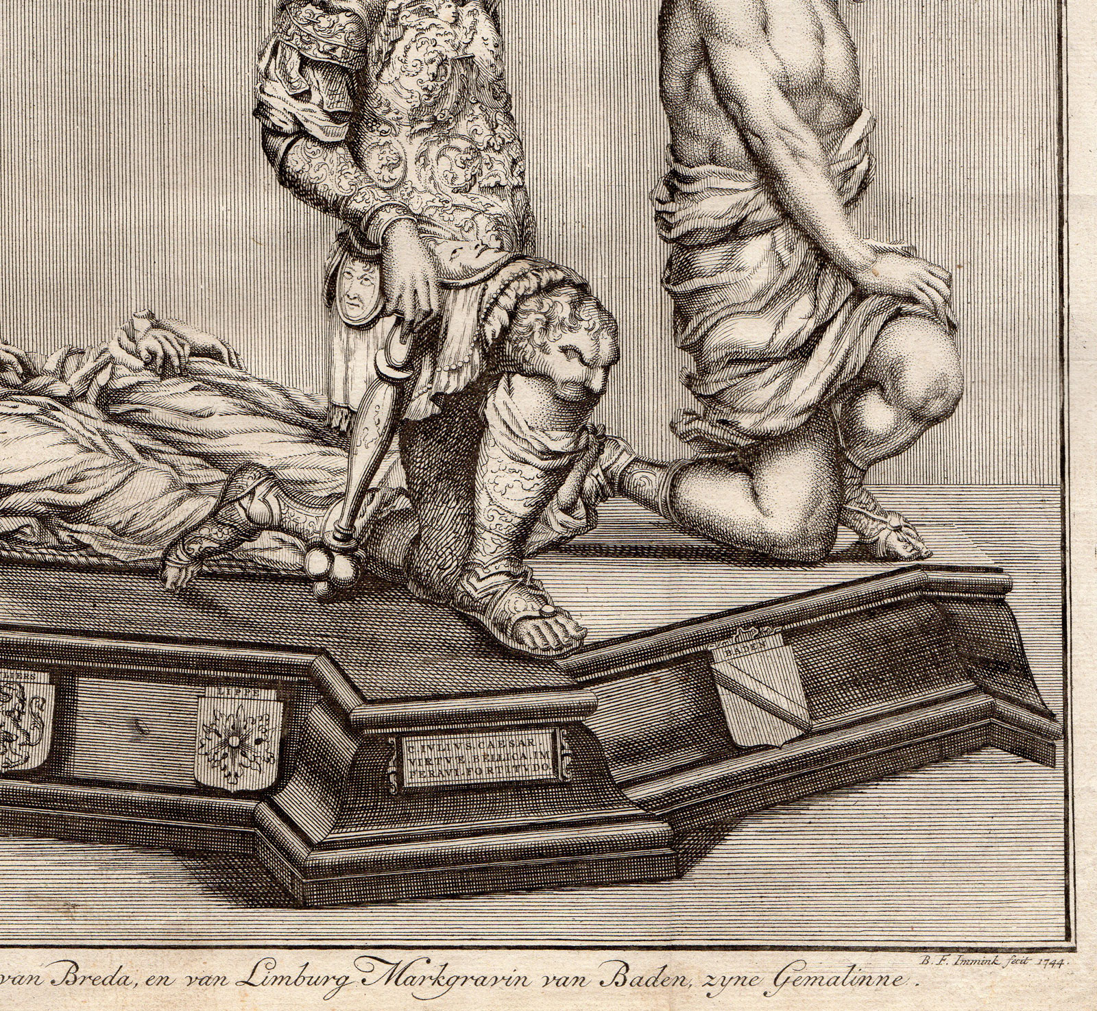 , Antique Print-TOMB-COUNT-ENGELBREGT II-NASSAU-LORD OF BREDA-Immink-Antiquus-1744, Pictura Antique Prints